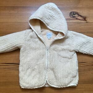 Eyelet & Ivy toddler ivory ribbed fleece hooded full zip sweater SIZE 3